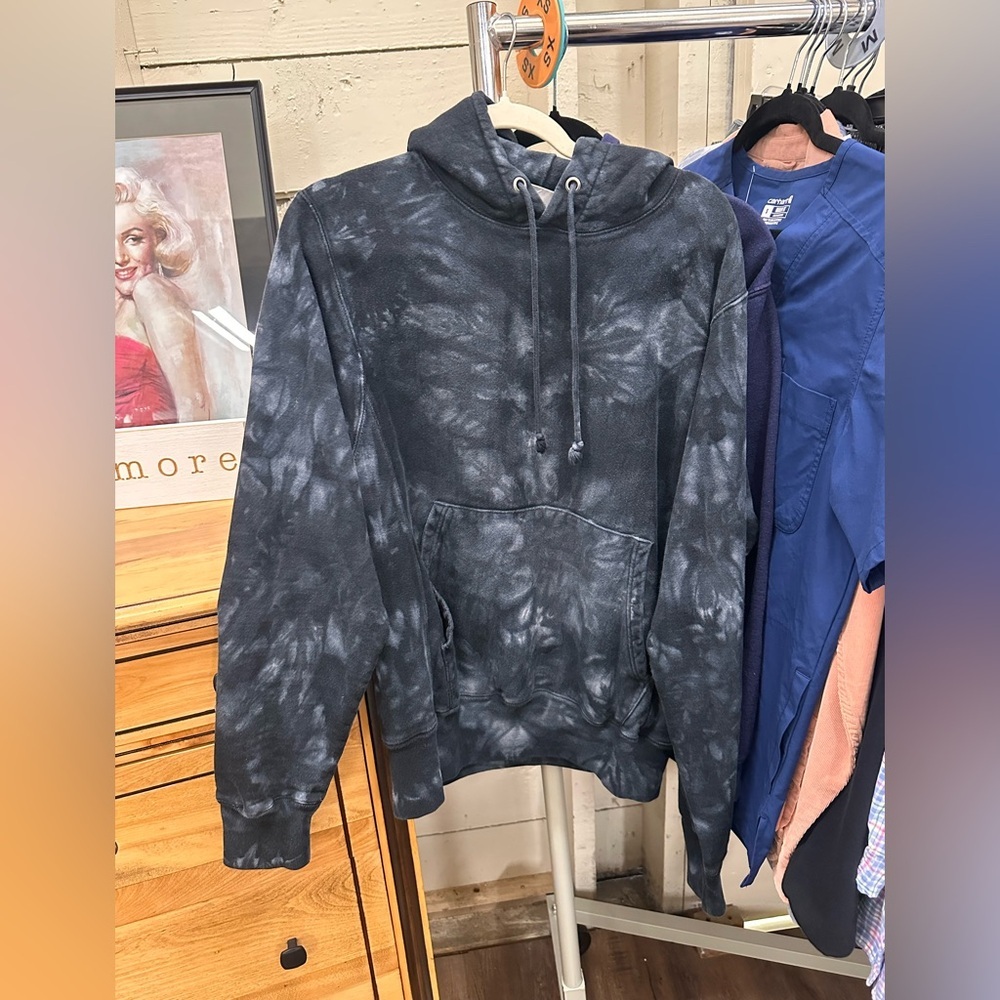 Champion reserve weave tie dye gray / black hoodie men’s small